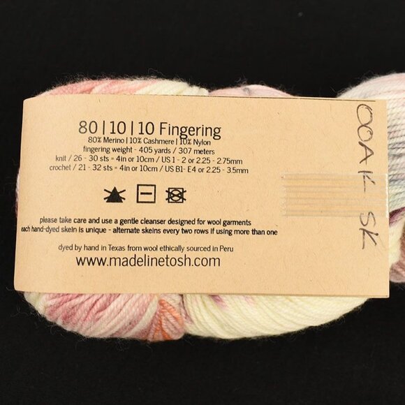 MadelineTosh 80/10/10 Fingering Yarn Merino Cashmere Nylon 405 Yards OOAK SK - Picture 3 of 3